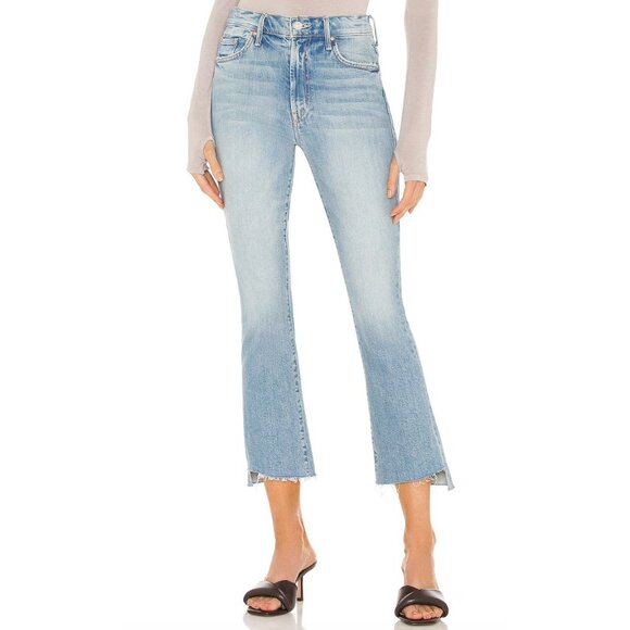 MOTHER Superior Denim The Insider Crop Stop Fray Jeans Size 27 in I Confess Blue